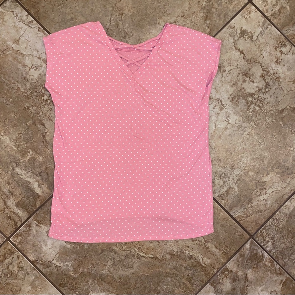 👚 Old Navy Girls XL Pink and White Polka Dot Shirt 👚